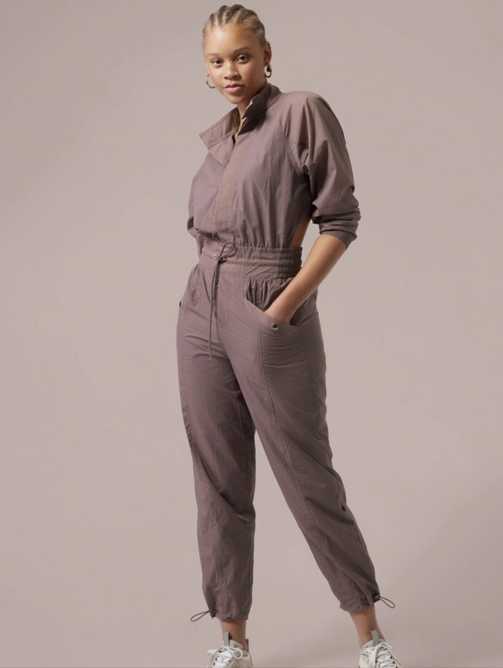 Athleta x Alicia Keys Utility Jumpsuit Cocoa purple brown NEW NWT